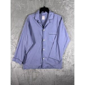 Brooks Brothers Pajama Top Mens Medium Blue Check 346 Cotton Button Front Shirt